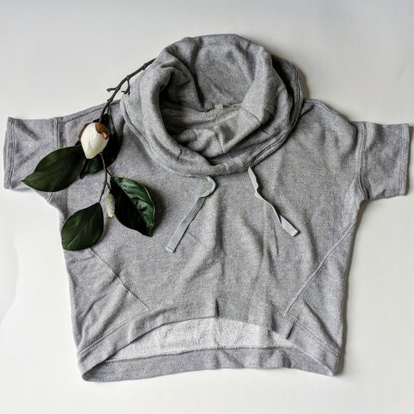 Gray Heather Cowlneck Short Sleeve Sweater Loft - Picture 2 of 8